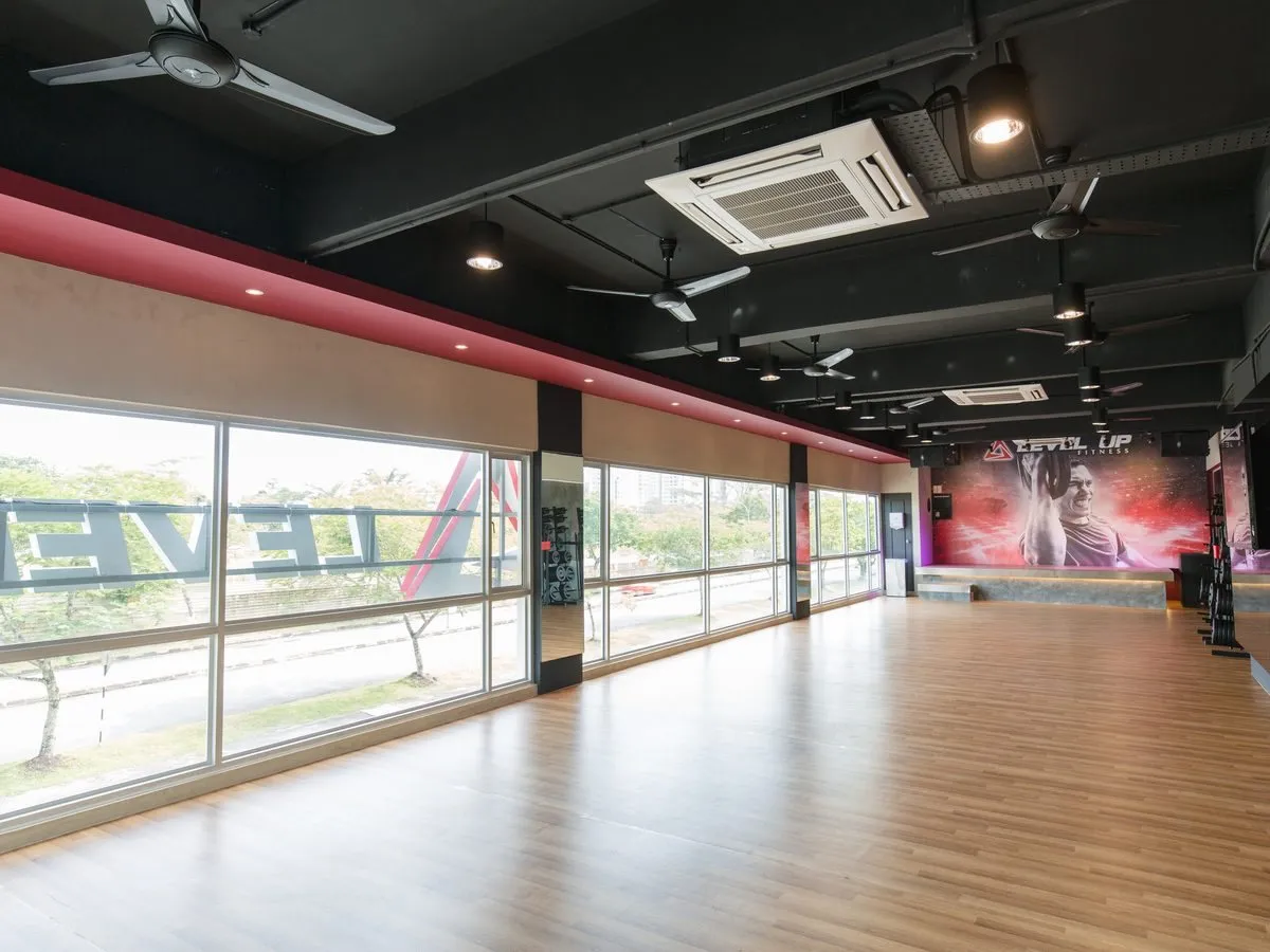 Group exercise studio at Level Up Fitness MJC