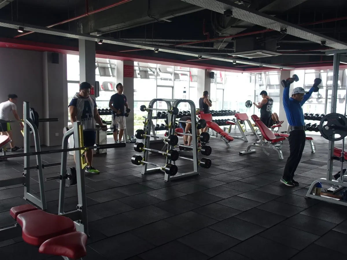 Serious free-weights floor at Level Up Fitness Xpress BDC